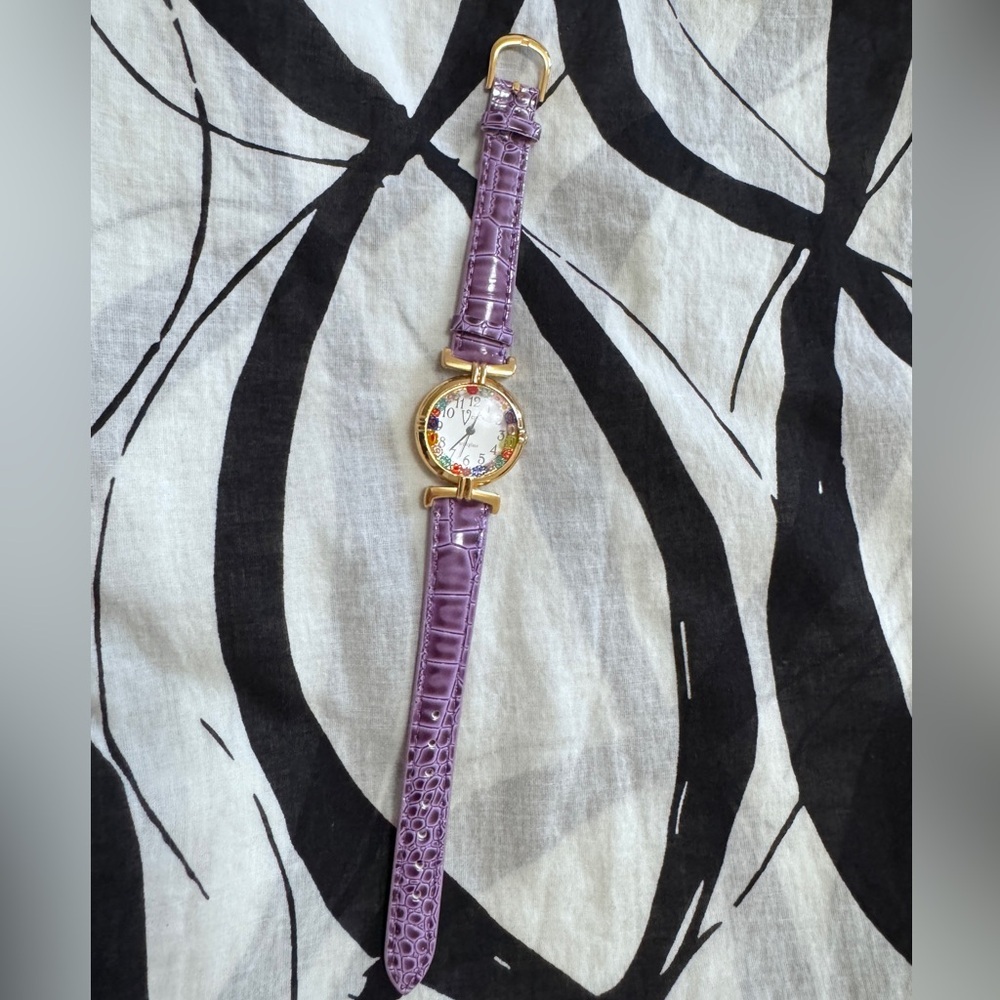 Venice Art & Glass Murano Glass Purple Ladies Watch - Picture 1 of 6